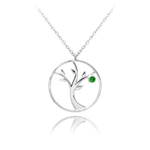Strieborný náhrdelník Minet strom života so zelenými zirkónmi